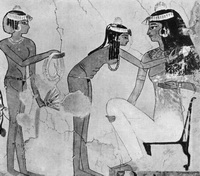 Знатная египтянка за туалетом (клеевая живопись, Египет)