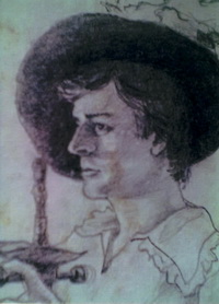 Портрет в гримерке (П. Никитин, графит)