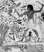 Охота фараона (клеевая живопись, Фивы)