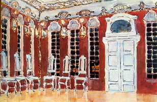 Зал во дворце. Эскиз декорации к опере А.Н. Корещенко Ледяной дом